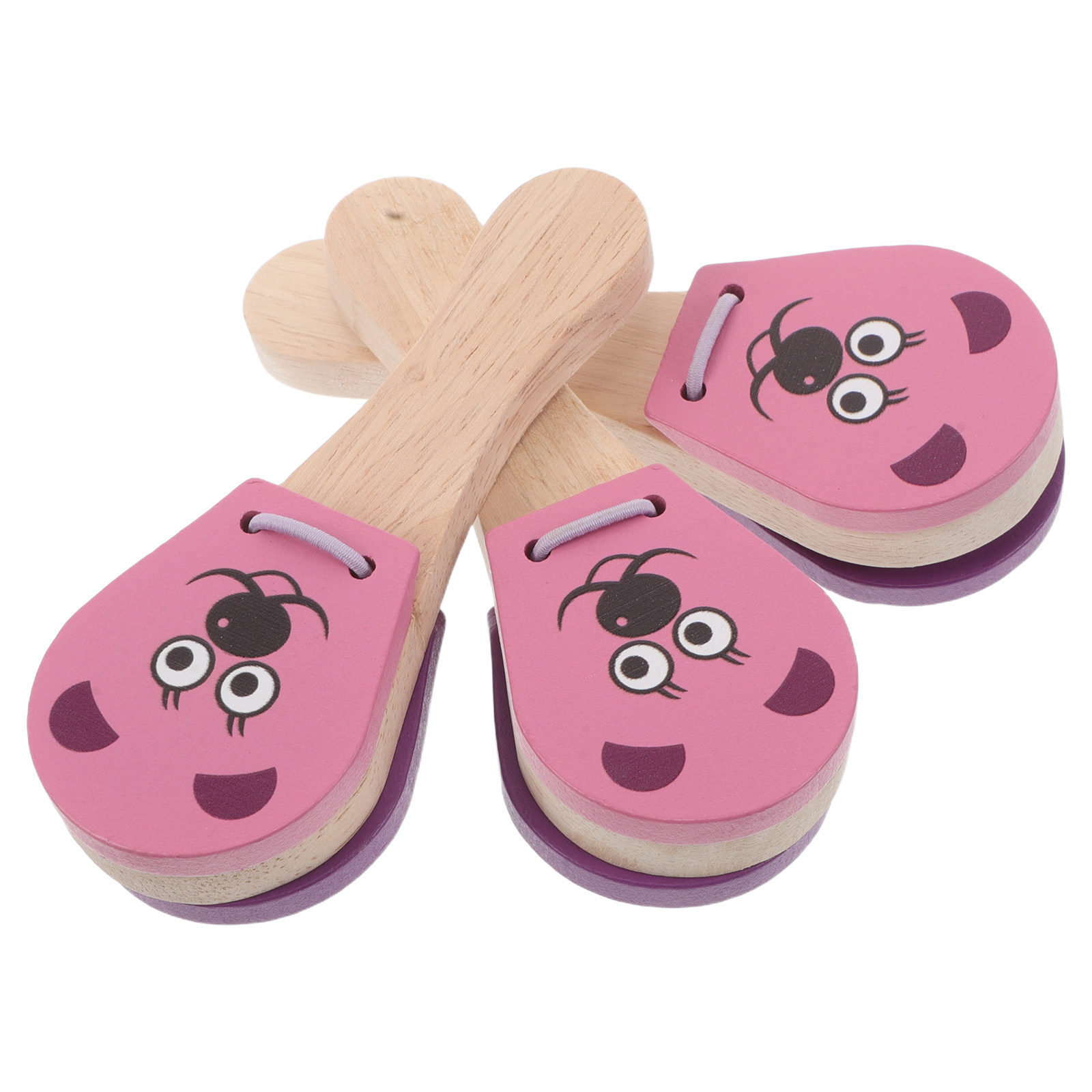Musical Instrument Easy To Learn - 3Pcs Wooden Baby Castanets Animal Design