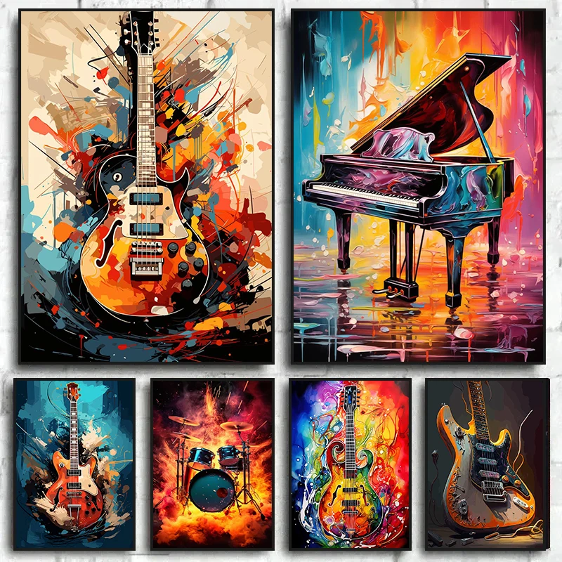 Abstract Colorful Art Musical  - Musical Instrument Guitar review and price