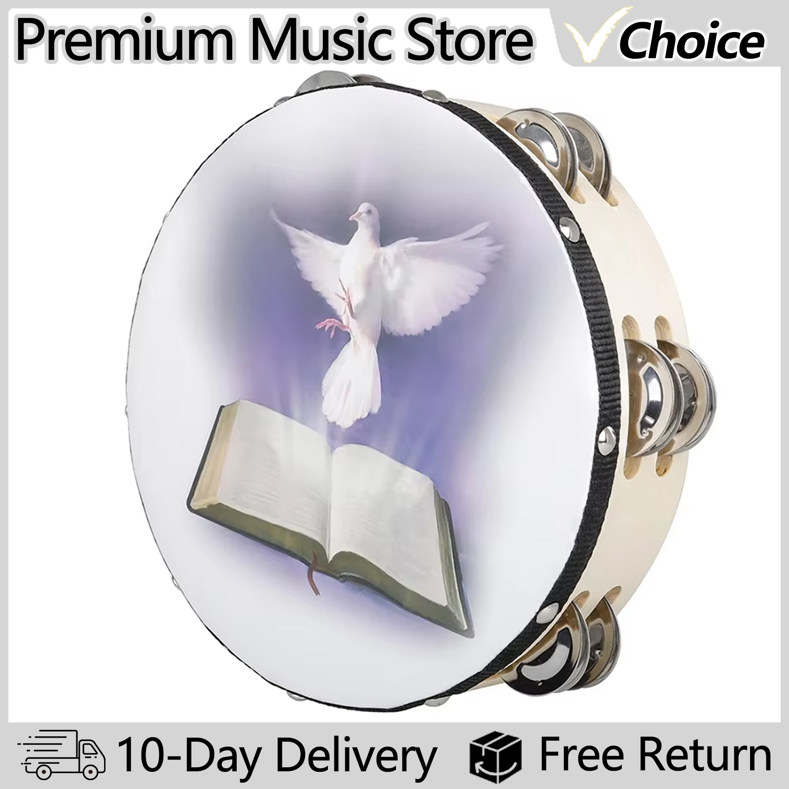 8 Inch Tambourine Peace Pigeon - Musical Instrument Game review and price