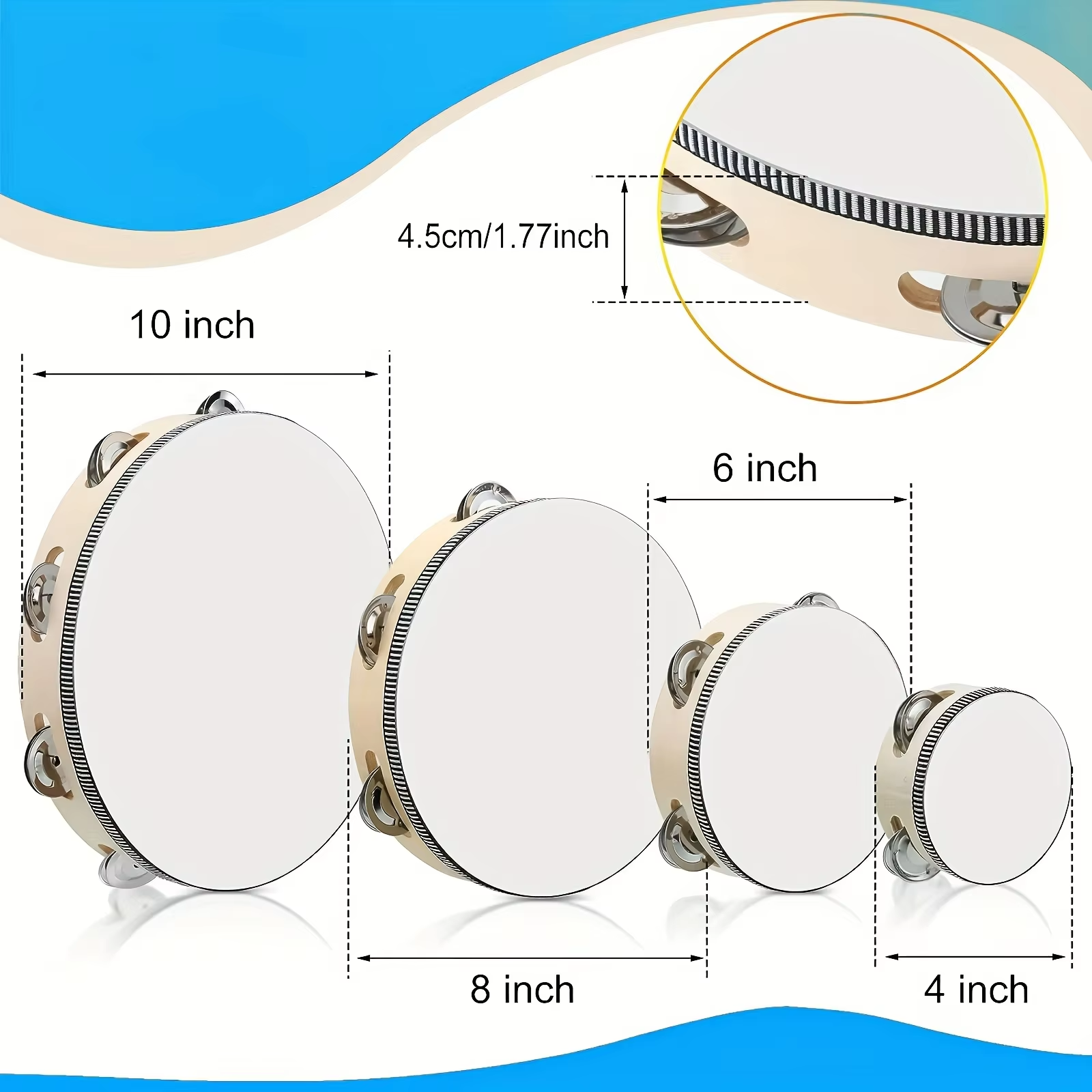 4/ 6inch Hand Tambourine, Meta - Musical Instrument Game review and price