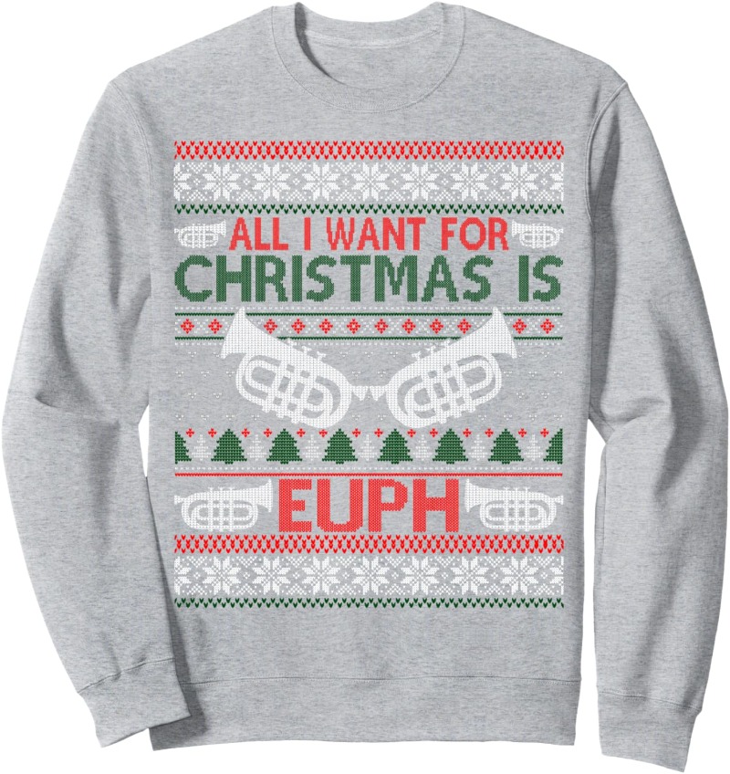 Funny Euph Ugly Christmas Swea - Musical Instrument Euphonium review and price